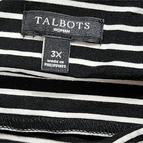Talbots black and white striped boat neck 3/4 sleeve super soft shirt plus sz 3X - Picture 4 of 5